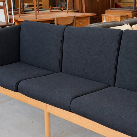 Black Upholstered Oak Sofa — view 6
