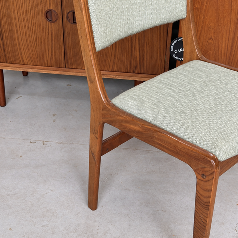 Teak dining chair from set of six — frame and upholstery detail