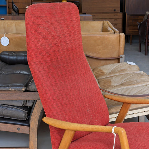 Red Alf Svensson lounge chair — backrest detail