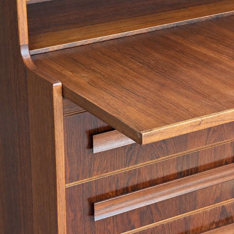Sigfred Omann rosewood bureau — writing surface edge detail