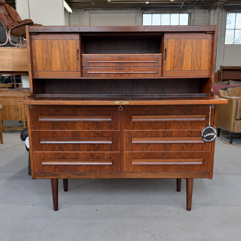 Sigfred Omann rosewood bureau — front with writing surface open