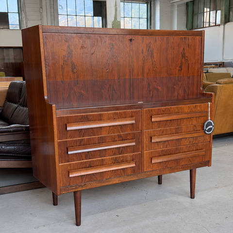 Sigfred Omann rosewood bureau — angled full view