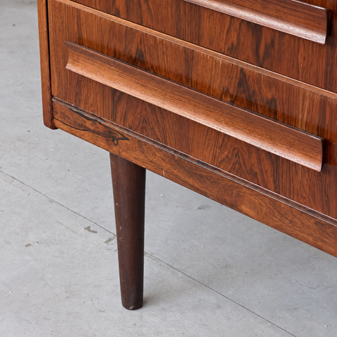 Sigfred Omann rosewood bureau — left drawer and leg detail
