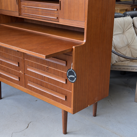 Sigfred Omann teak bureau — writing surface detail