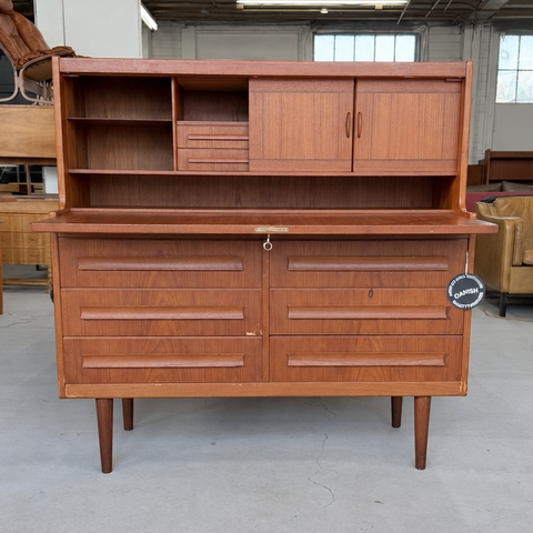 Sigfred Omann teak bureau — writing surface open