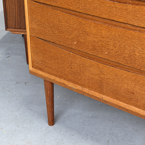 Vintage Danish Oak Bureau — Lower corner detail